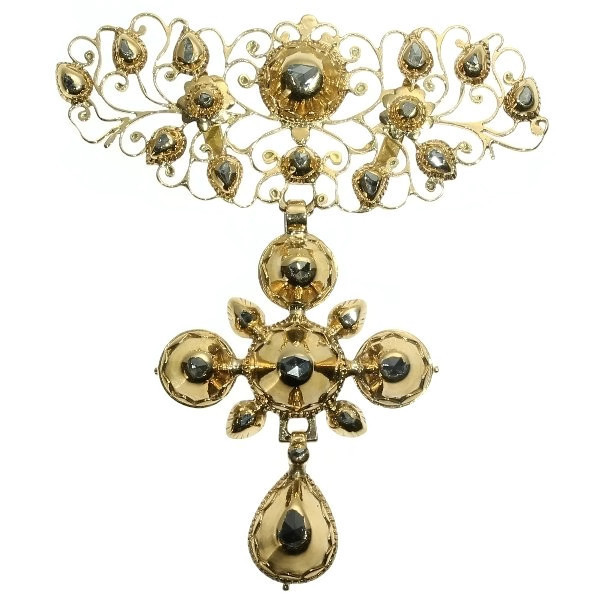 Early 19th century antique cross set with rose cut diamonds (image 2 of 9)